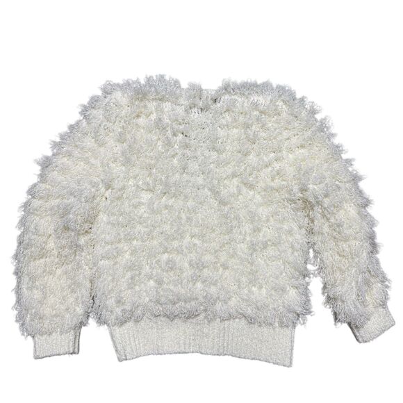 Vintage Womens Hand Crochet Cardigan Sweater M Boho Cream Fuzzy Knit Cottagecore - Picture 15 of 15